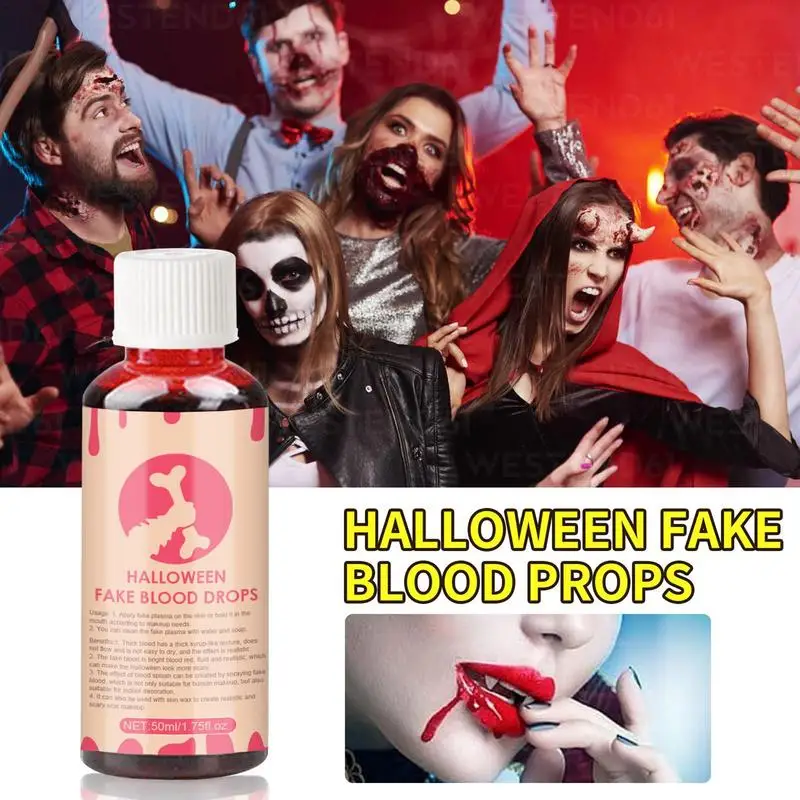

50ml Halloween Fake Blood Horror and Realistic Vampire Blood Makeup sticky Halloween Fake Blood Props for Halloween Party