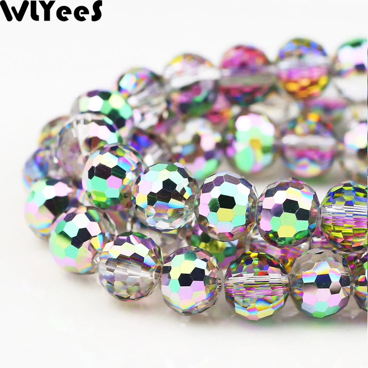 Wyeees עלה כדור דיסקו ירוק חרוזי 65 יח 'בדיו 8 מ "מ austrian קריסטל עגול עגול רופף עבור תכשיטים ביצוע שרשרת צמיד