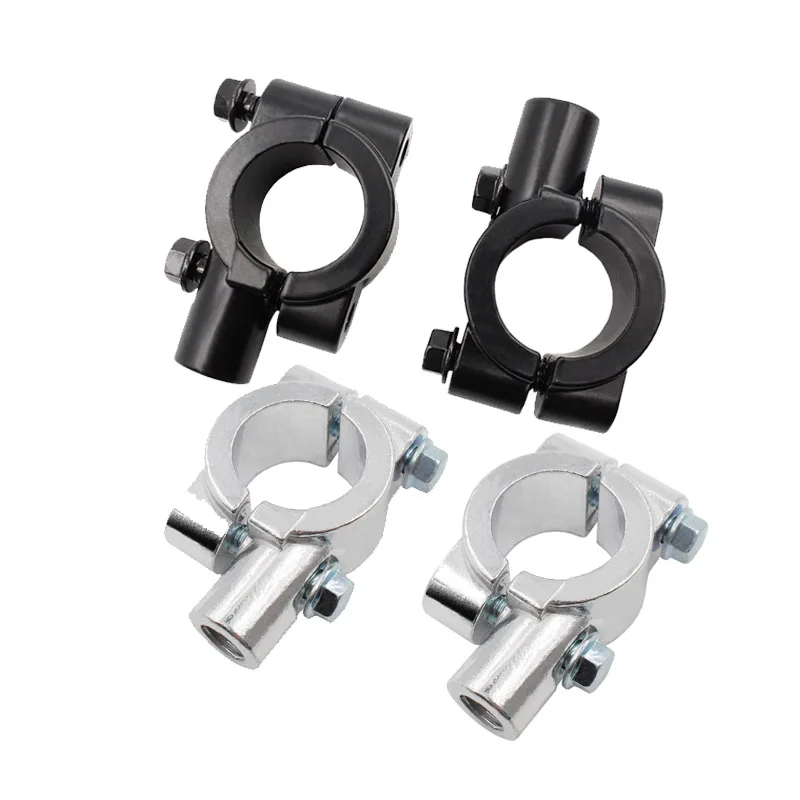 Uchwyt mocujący lusterko motocyklowe, adapter do lusterka wstecznego, srebrno-czarny, do kierownicy 7/8 cala (22 mm, 25 mm), gwint 10 mm, 8 mm