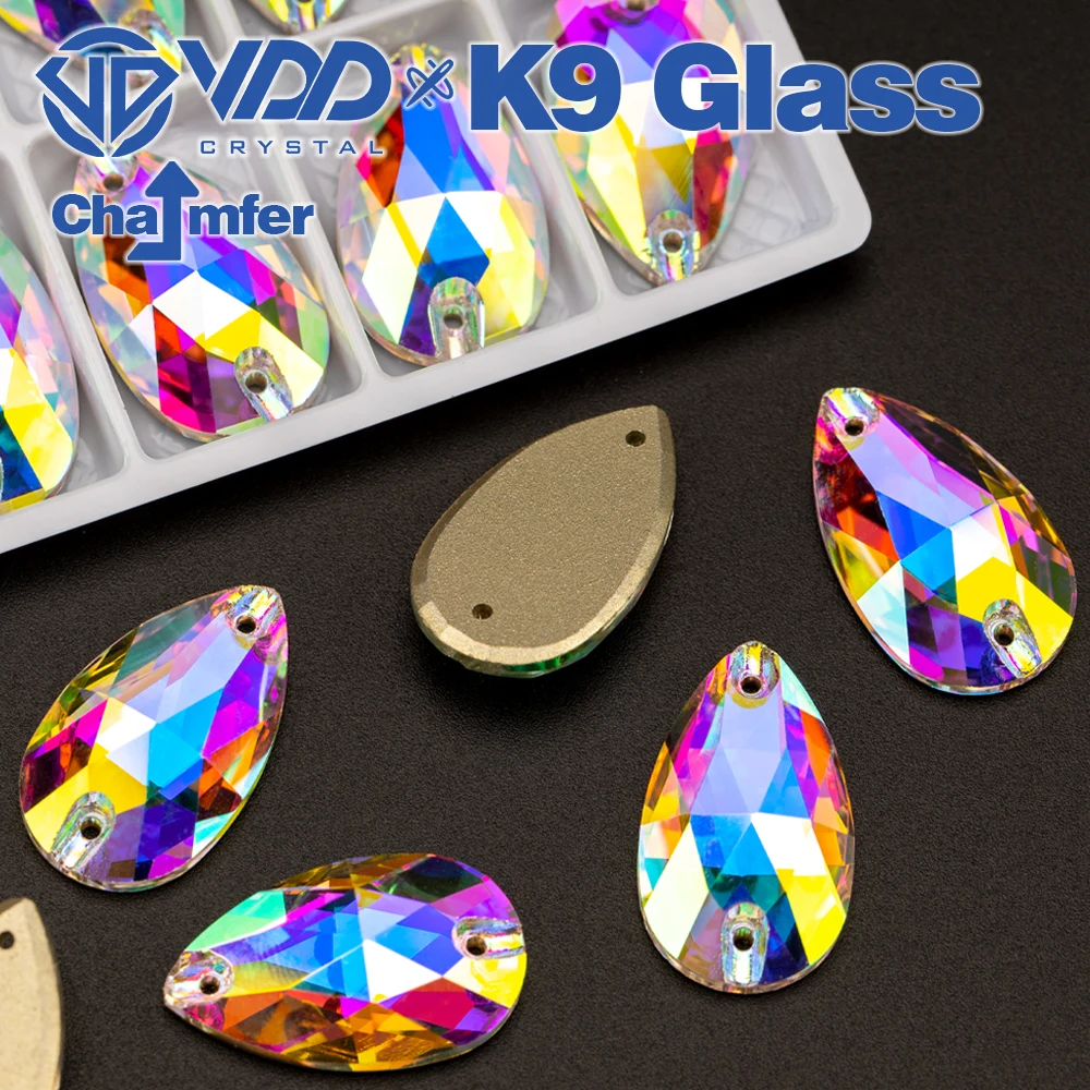 VDD Birne AAAAA Top Qualität K9 Glas Nähen Auf Strass Nähen Kristall AB Flache Rückseite Strass Steine Für Handwerk Kleidung Hochzeit Kleid – Detail 7
