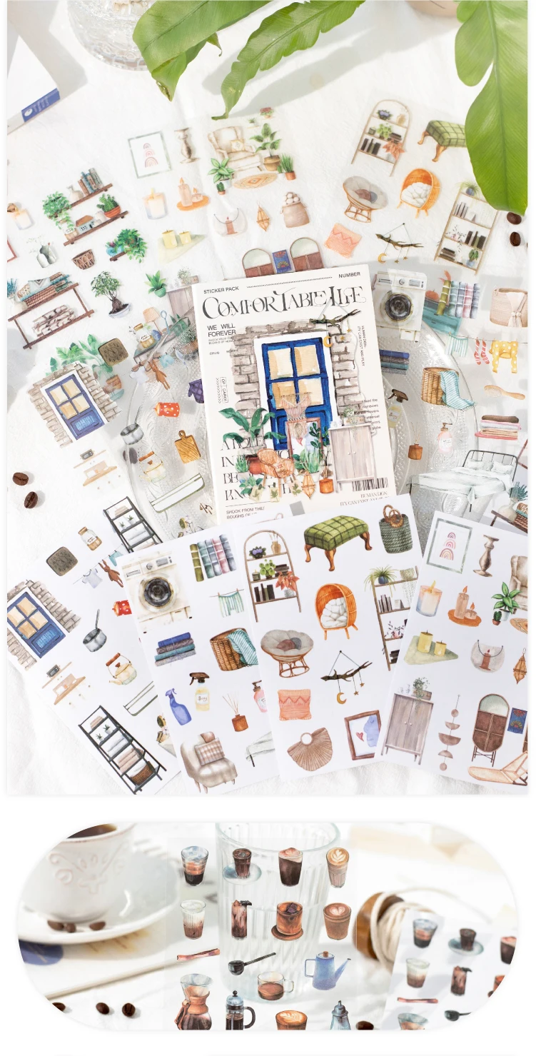 Journal GO 10 Stück Angenehme Leben Aufkleber Collage Junk Journaling Scrapbooking DIY Aufkleber Aufkleber für Handy Planer Karte DIY – Detail 9