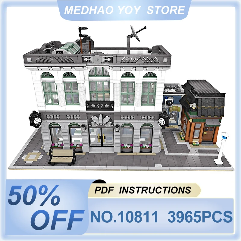 

New MOC-10811 Bank with Coffee Shop Compatible 10251 Modular Building Blocks Bricks Educational Puzzle Toy Birthday Gifts