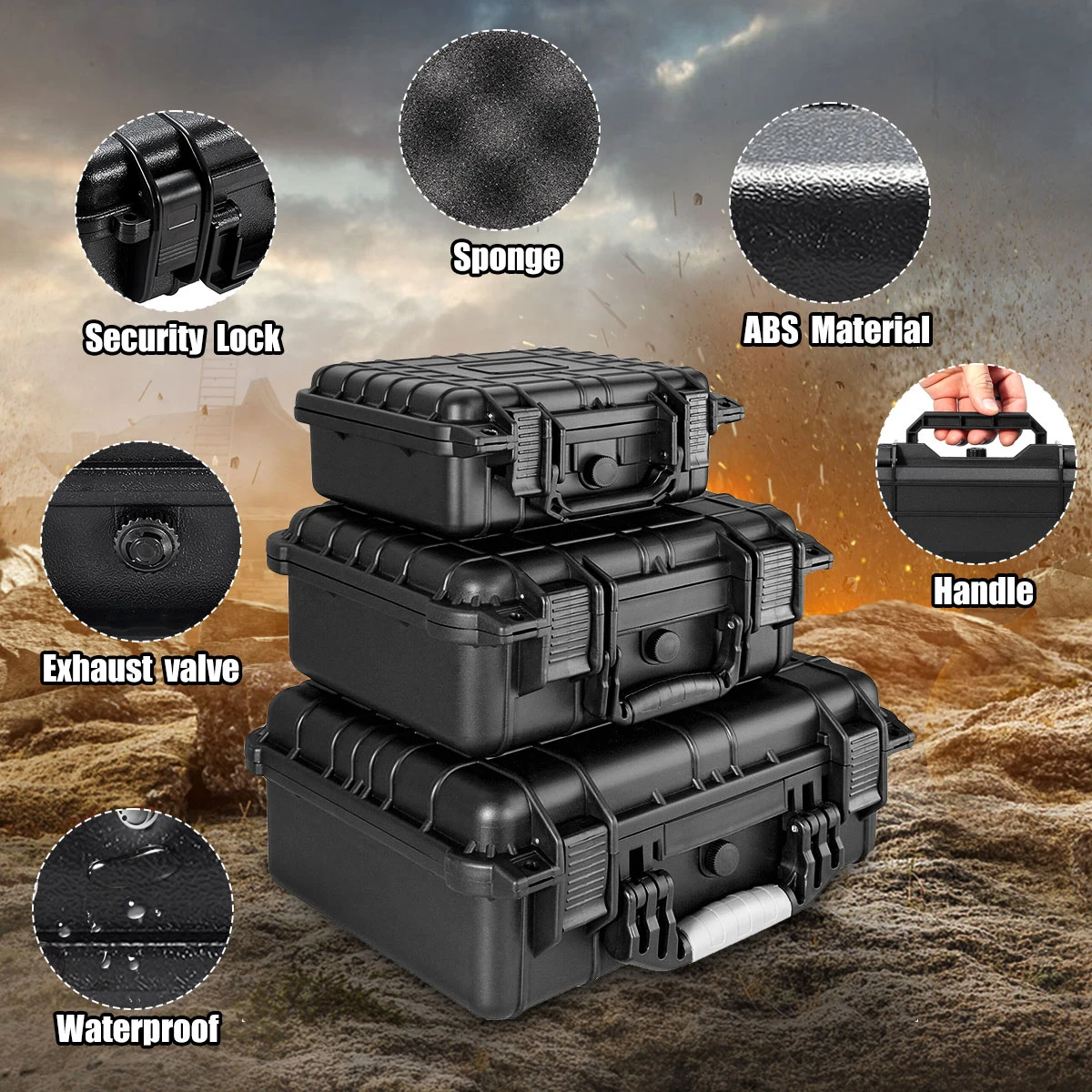 

with Waterproof Tools Sponge Portable ABS Equipment Safety Camera Storage Carry Tool for Hardware Bag Case Photography Box Case