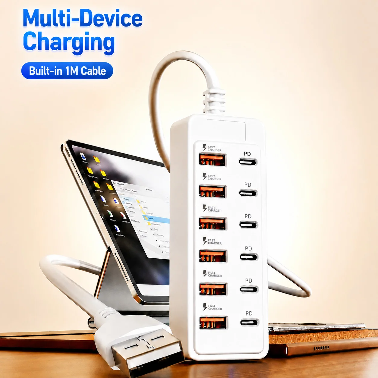 รูปสินค้า แท่นชาร์จ USB 12 พอร์ต ชาร์จเร็ว สำหรับมือถือและโน๊ตบุ๊ก