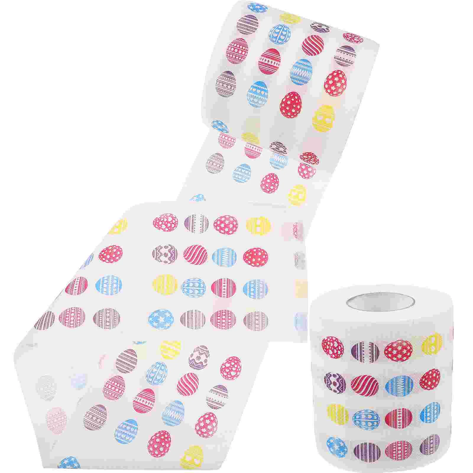 2Pcs Easter Egg Printed Toilet Paper Roll Decorative Tissue Paper Bathroom Supplies Sanitary Travel Egg Design Tissue