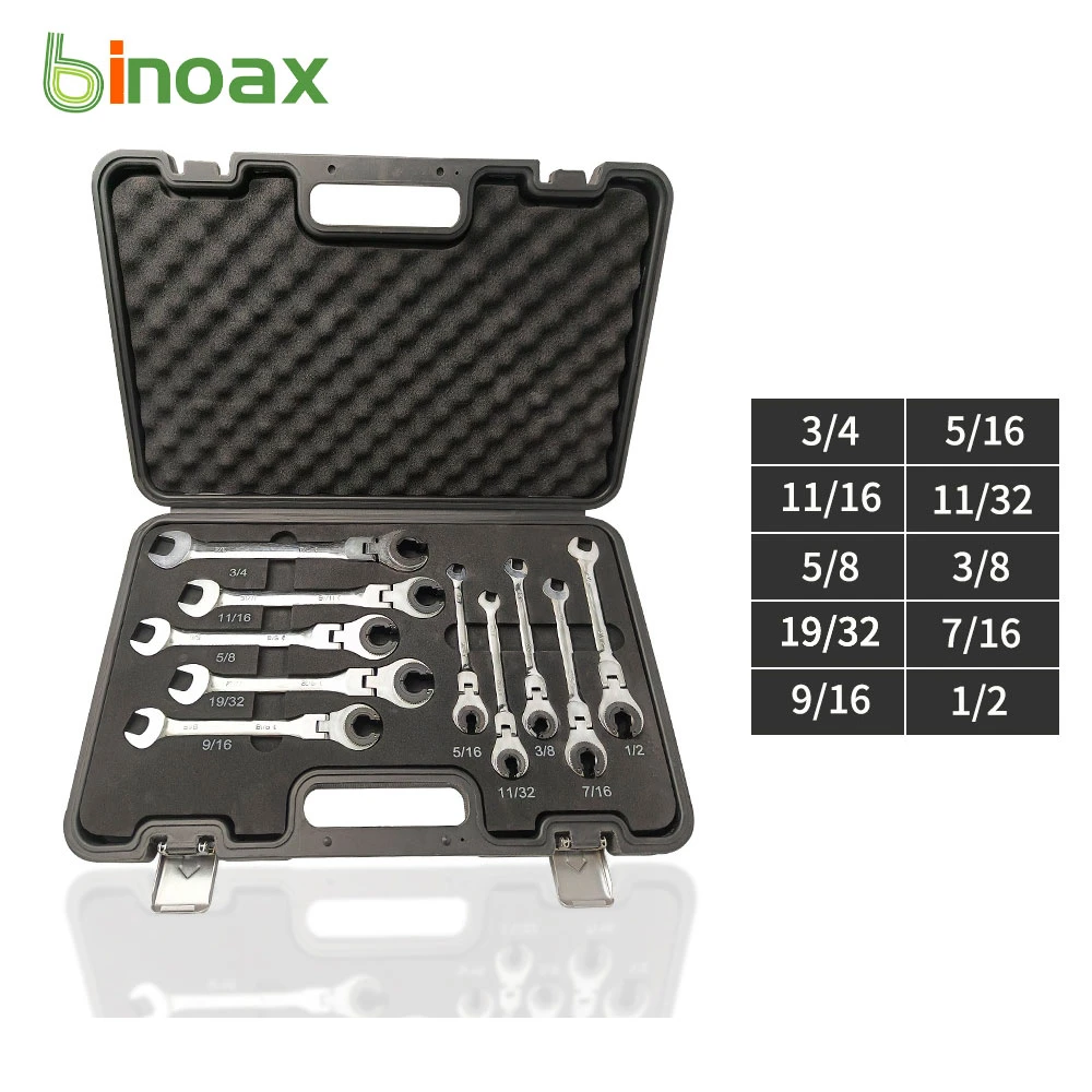 Binoax SAE Tubing Ratchet Wrench Set 72 Teeth Combination Oil Wrenches