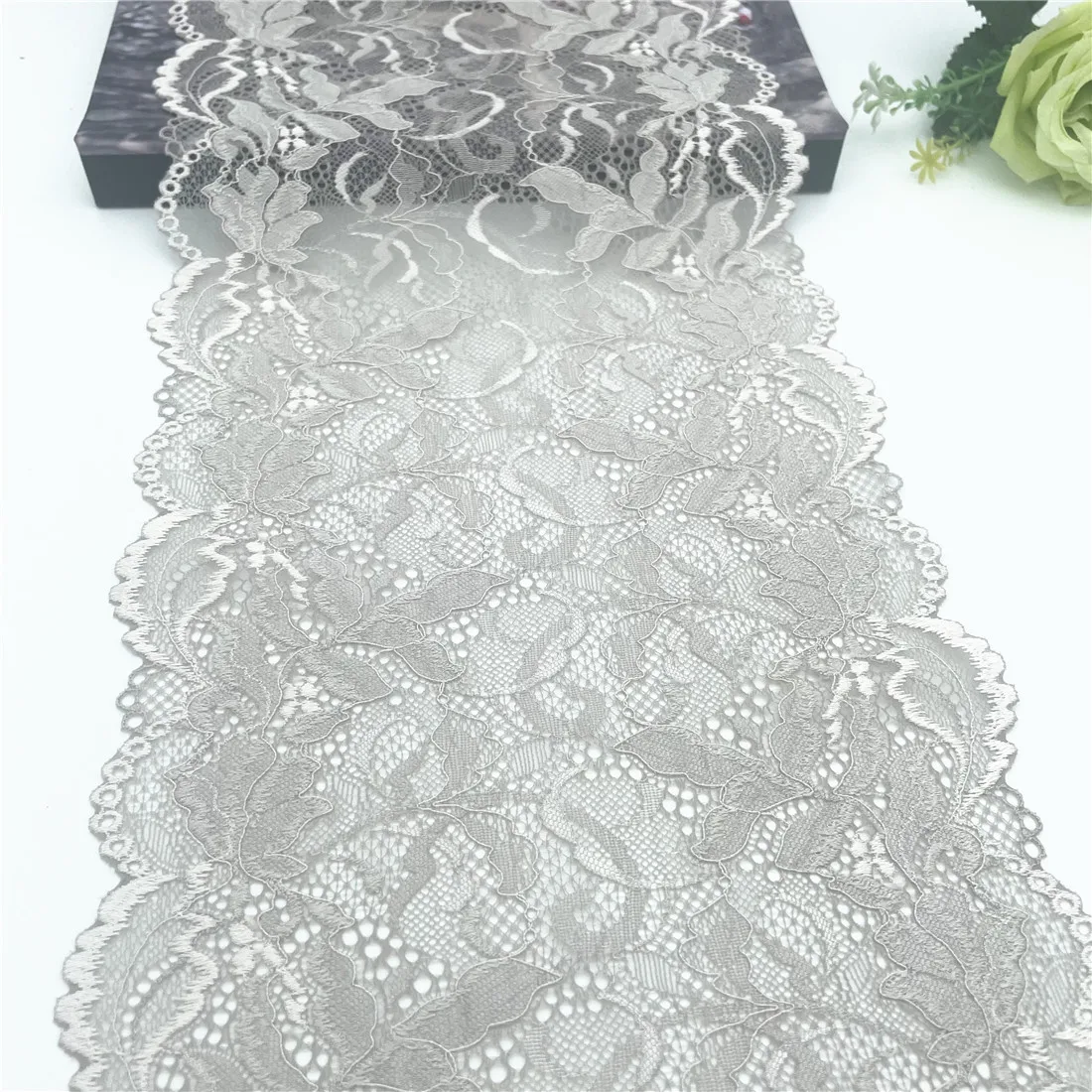 3y/lot 21.50cm Apricot Floral Stretch Lace Trimming 4