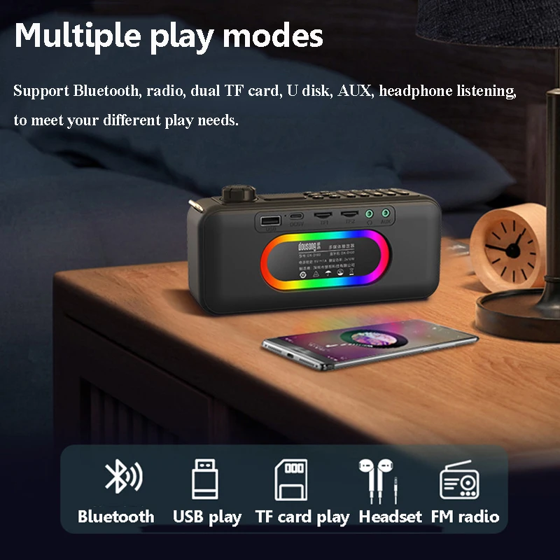 Portable Outdoor Bluetooth Speaker Wireless Stereo Subwoofer Mini FM Radio Handsfree Call Music Player Support Recording Dual TF