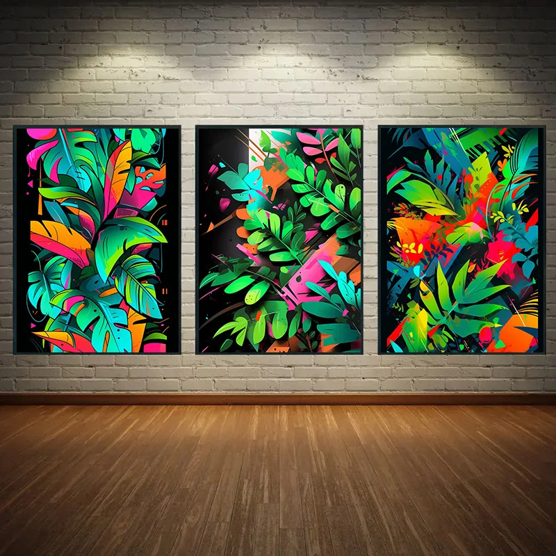 

Home Decor Interior Paintings Colorful Art of Grass Leaves Posters for Wall Decororation Canvas Printing 1pcs Bedroom Decoration