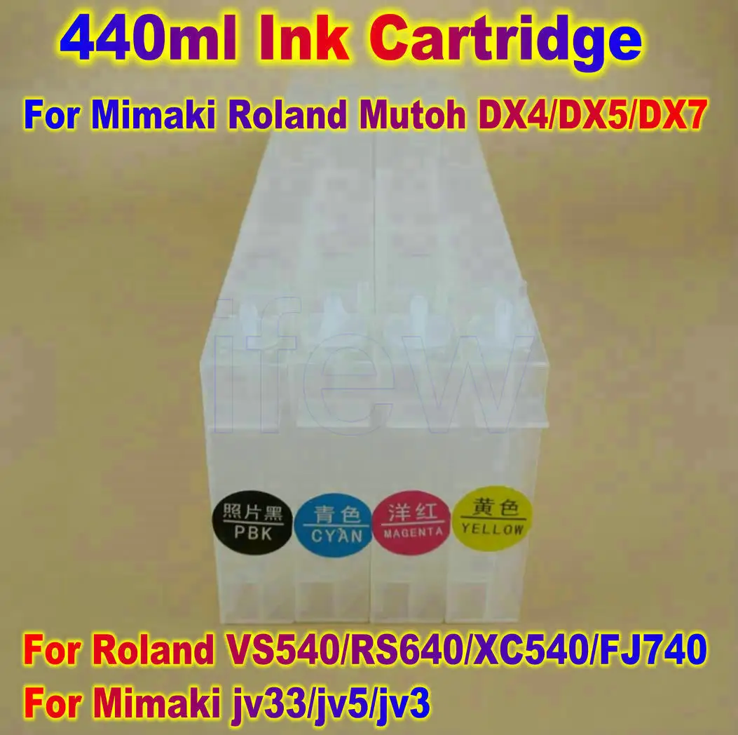 

440ml Mimaki Printer Cartridge Roland Ink Cartridge for Roland VS540 RS640 XC540 FJ740 For Mimaki jv33 jv5 jv3 RJ900 4pcs 440ml