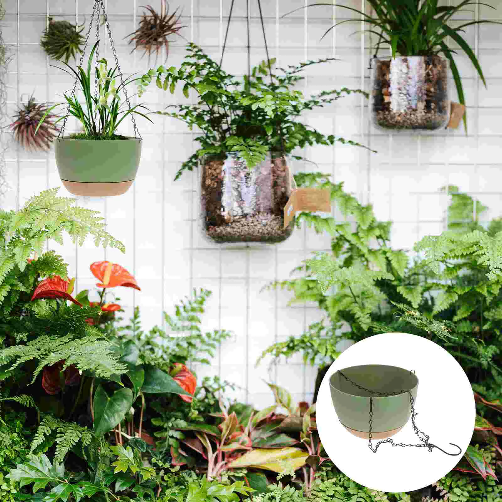 2 Pcs Self absorbent Hanging Flowerpot Green Plant Decor Water Hydroponic Basket Pot Plants House Material 5