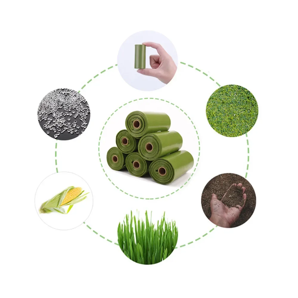 Compostable Dog Poop Bags Cornstarch Earth Friendly 120pcs 8 rolls/box Biodegradable Pet Dog Cat Waste Bags Thicken Garbage Bag