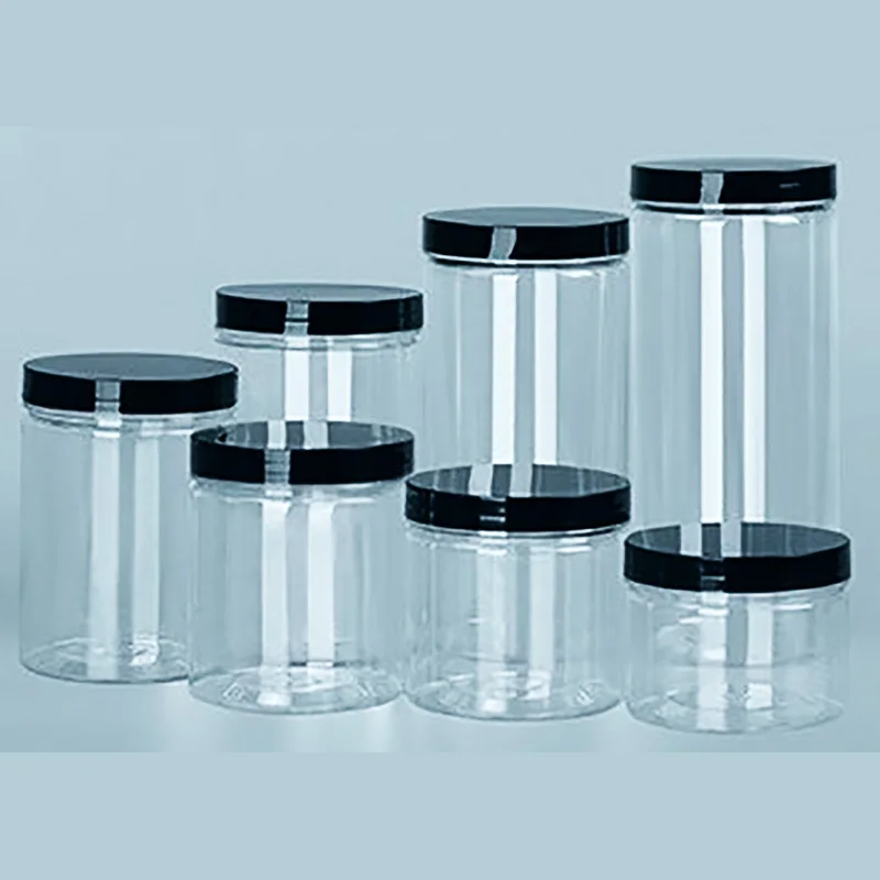 Clear Sealed Can With Lid Plastic Empty Packing Bottle Circular Storage Bucket Biscuit Jar Food Grade Sealed Cans Tank Container 2