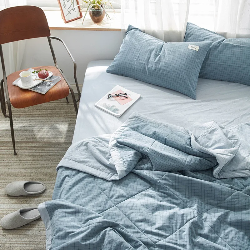 

Одеяло в японском стиле, хлопковые покрывала с эффектом потертости, двухспальная кровать, стеганые накидки для сна, летнее одеяло с воздушным кондиционированием для дома и гостиницы