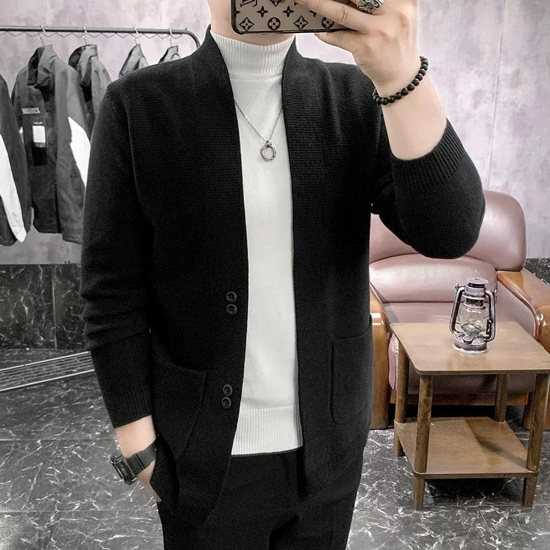 2024 Casual Sweater Letter Pure color Sweater Cardigan Men Designer Brand Fashion Pocket Knit Cardigan Sweater Jacket Men S-3XL