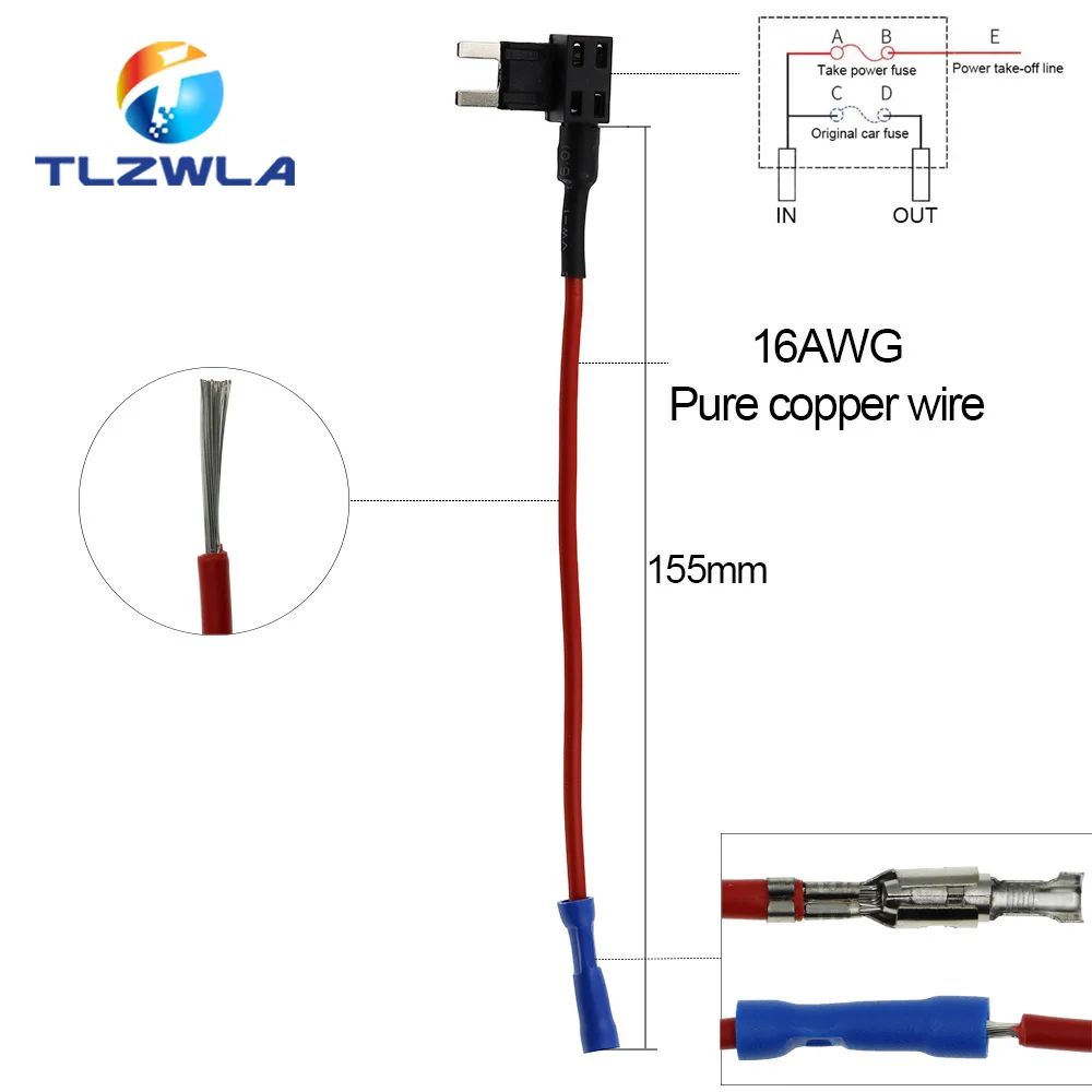 12v Mini Blade Fuse Holder With 10a Fuse - Copper Add-a-circuit Tap