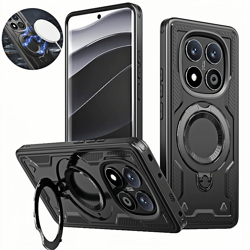 Shockproof Armor Magnetic Stand Protection Case - Durable Back Cover