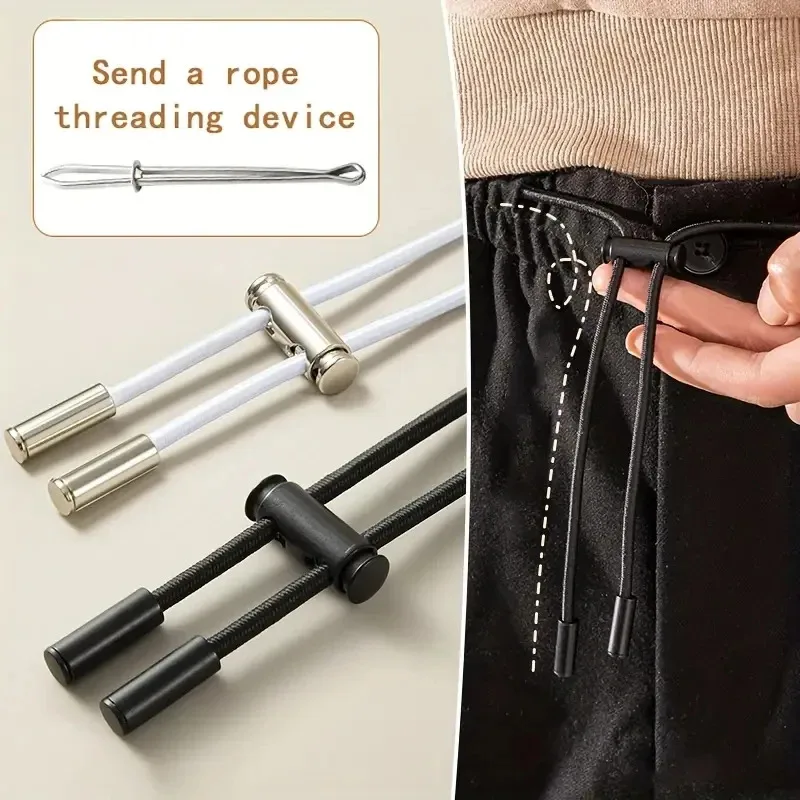 Strong Elastic Band 2M Sweatpants Waist Drawstring Strap With Threading Device Cord Lock Stopper DlY Sewing Band Accessories