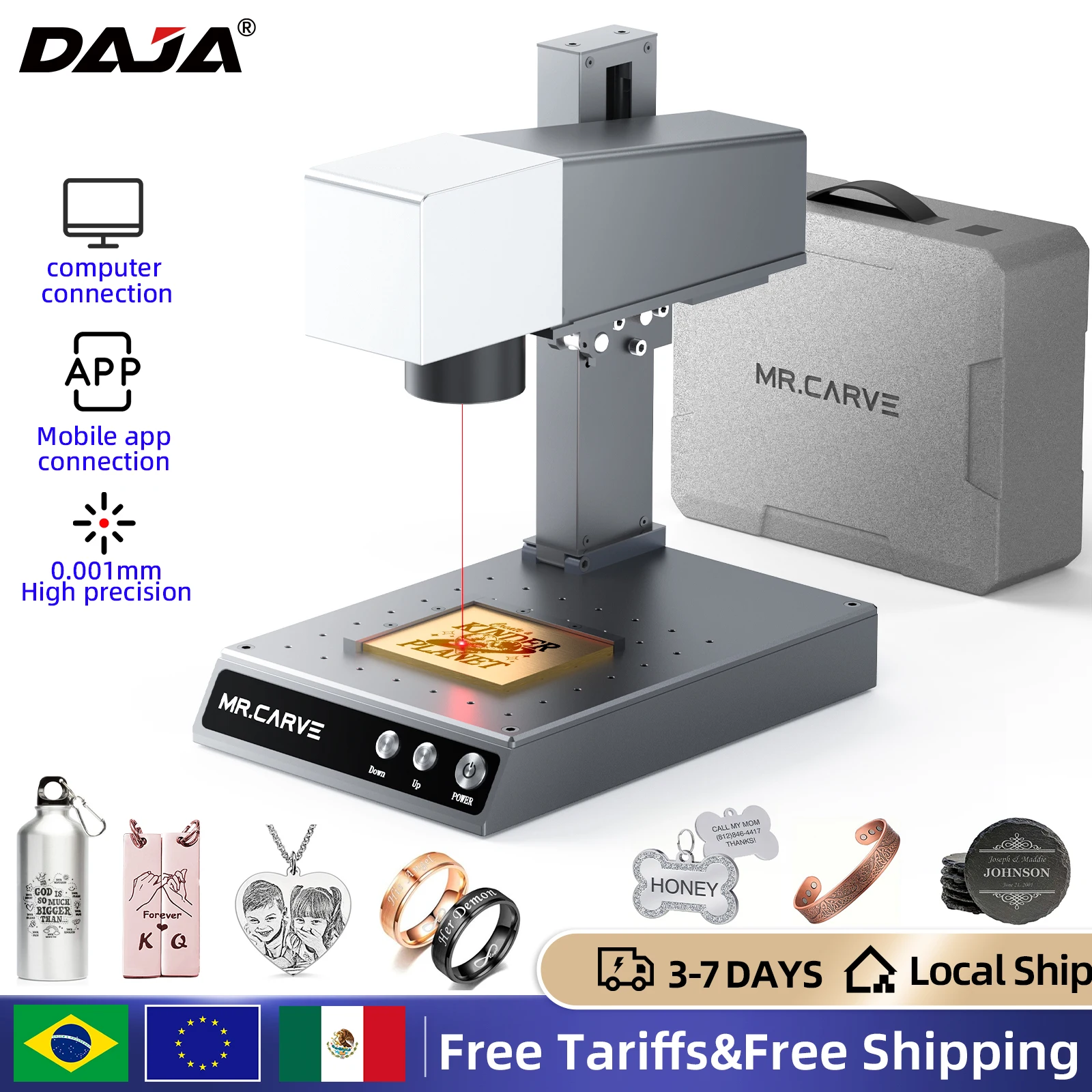 DAJA M1 Pro Fiber Laser Engraver Portable Business Marking Machine for Mobile Phone Computer Engrave All Metal Plastic Leather