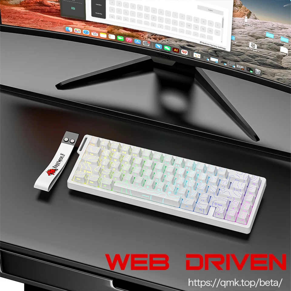 FREEWOLF F68PRO 8K Mechanical Keyboard 0.01mm RT Accuracy,128K Scan Rate ,Magnetic Switch,Customs Gaming Keyboards