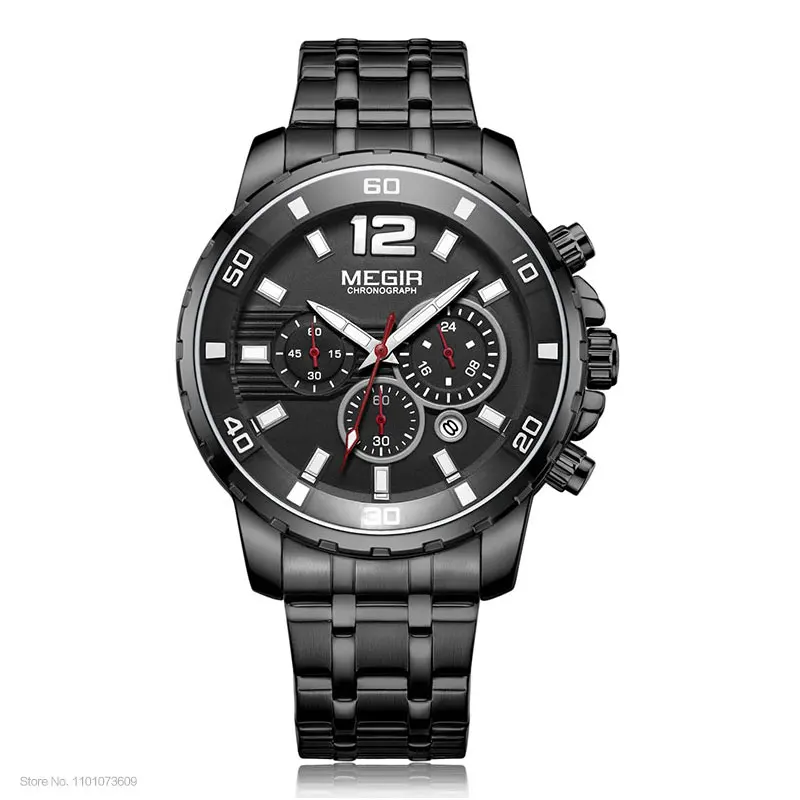 Luxury Military Sport Chronograph Waterproof Men's Wristwatch with Mesh Strap