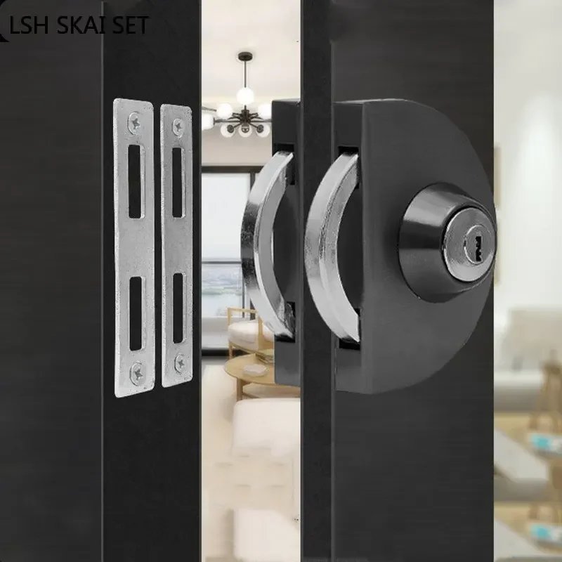 Belt Framed Glass Door Lock Bathroom Double Bolt Sliding Door Hook Lock Home Balcony Stainless Steel Locks Indoor Hardware