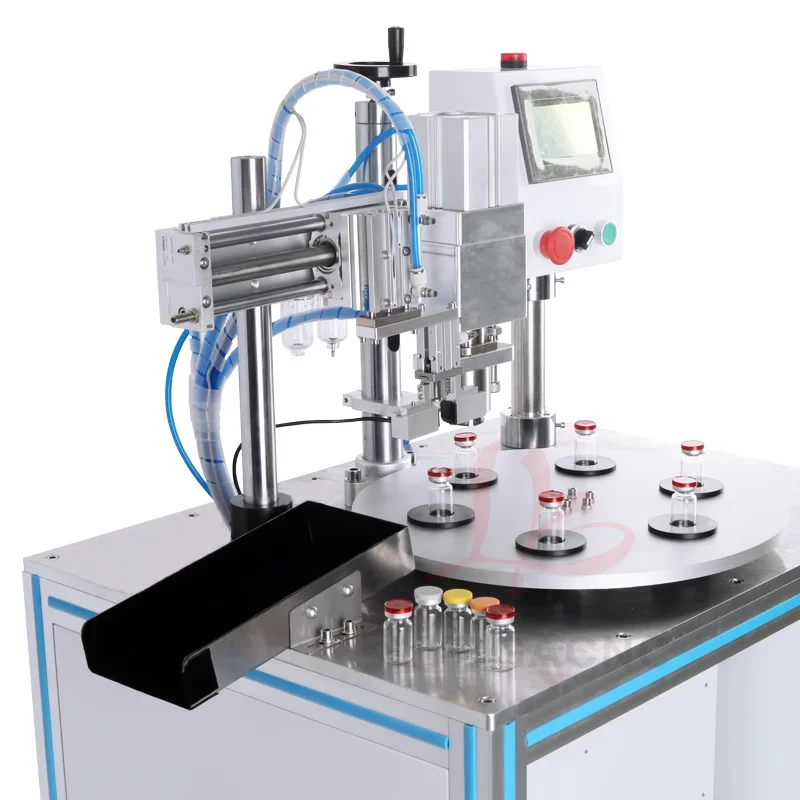 Full-Automatic Indexing Plate Capping Machine Pneumatic Pharmaceutical Sealing for Vials Oral Liquid Glass Bottles 60W