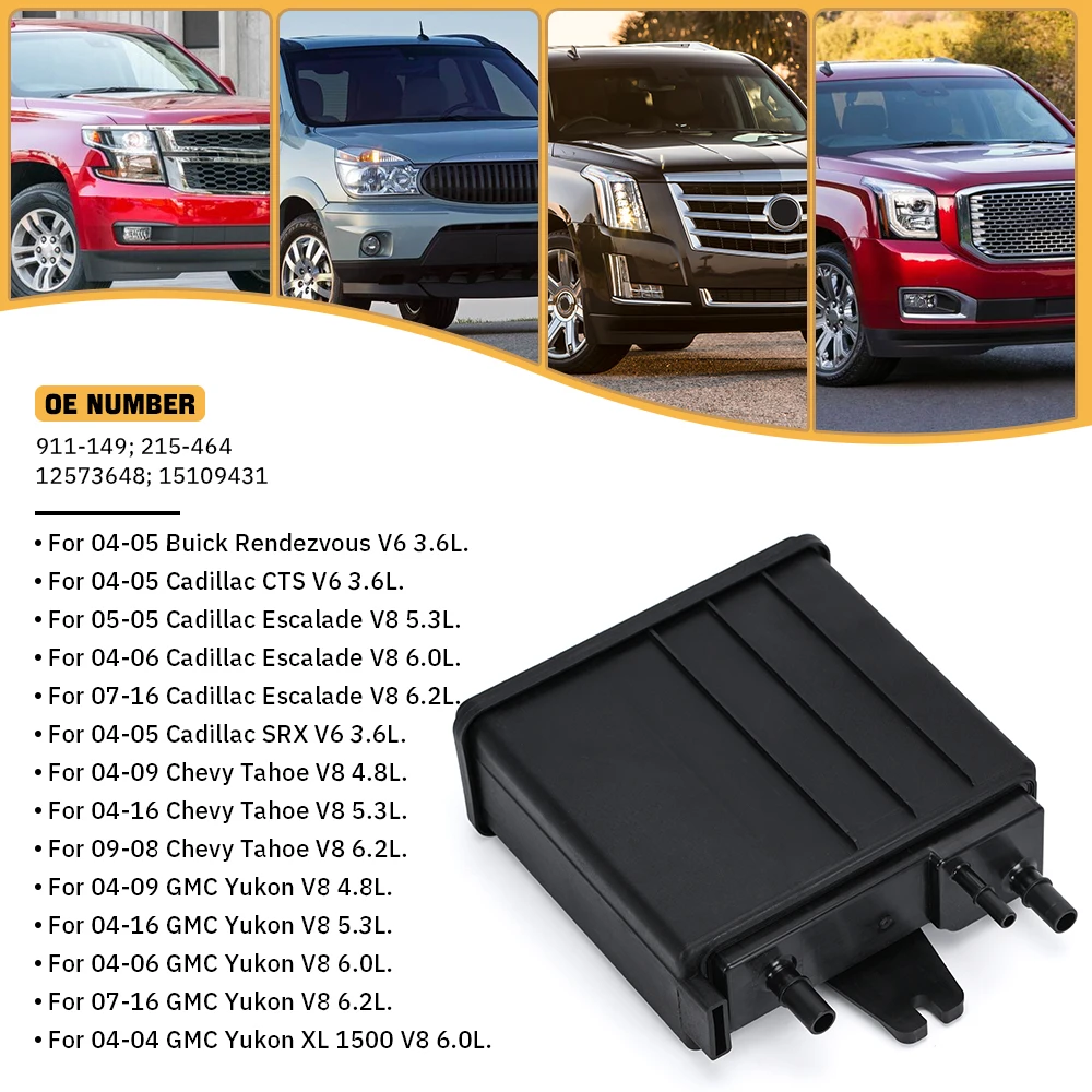 Vapor Canister 12573648 15109431 For 04-16 GMC Yukon Chevy Tahoe Cadillac CTS Escalade SRX Buick Rendezvous 911-149 215-464