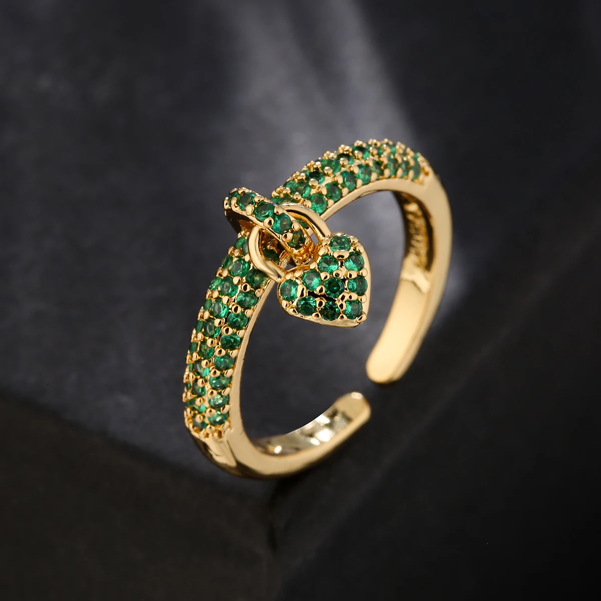 CZ Zircon Inlay Heart Charm Finger Rings Fashion for Women Wedding Jewelry Mafisar