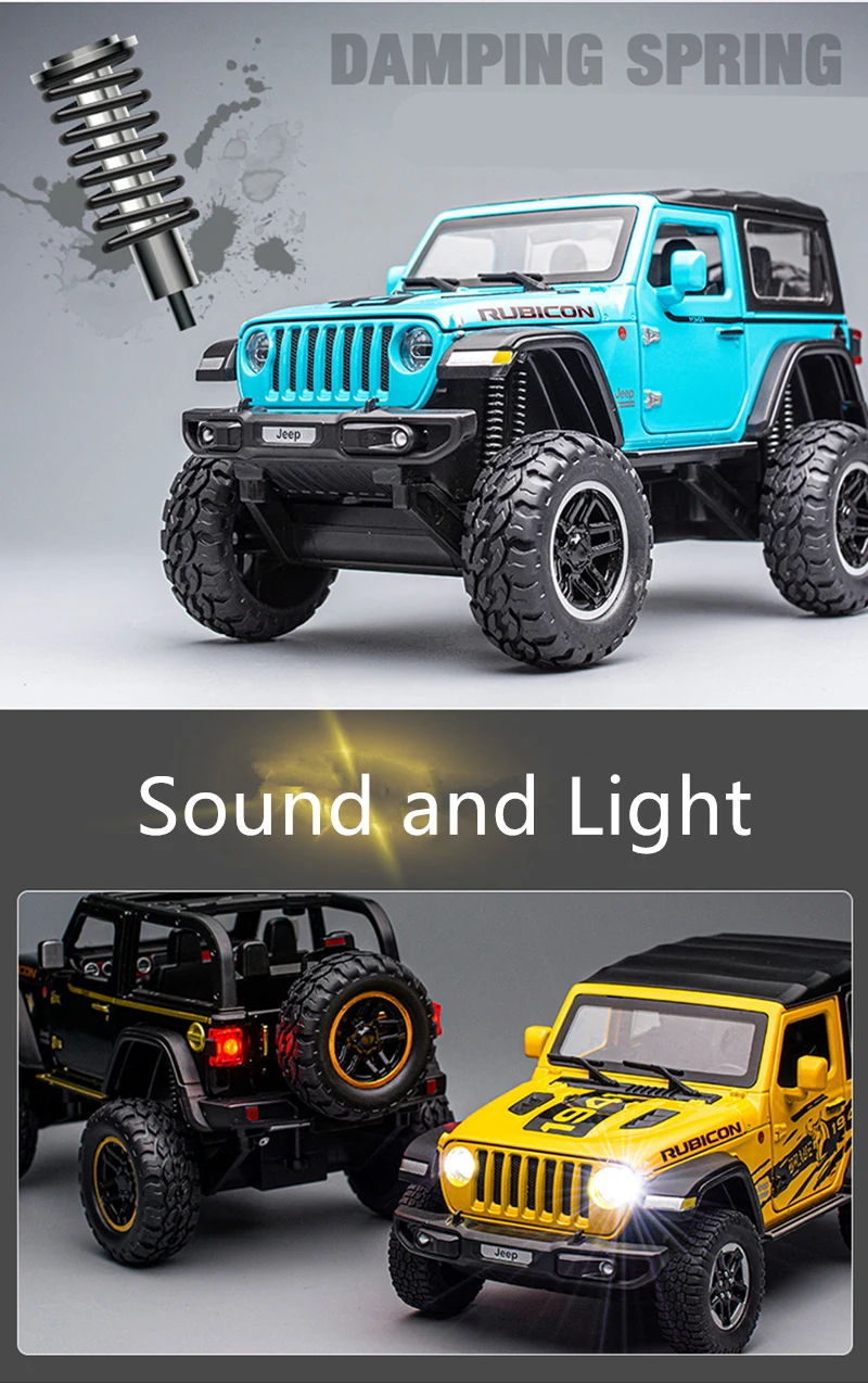 1:20 Jeeps Wrangler Rubicon Alloy Car Model Diecast & Toy Metal Refit Off-road Vehicles Car Model Simulation Childrens Toys Gift