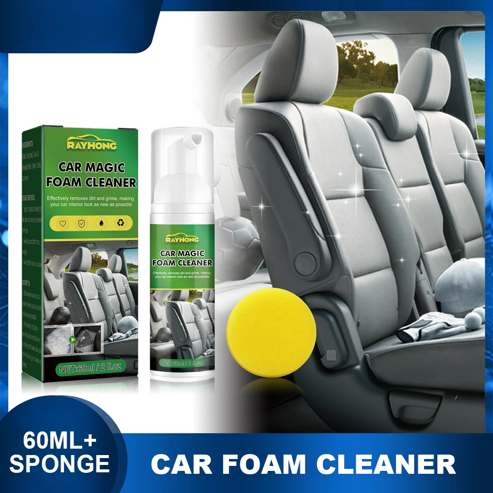 60MLCarStainRemoverwithSpongeFoamCleaningAgentCarUpholstery