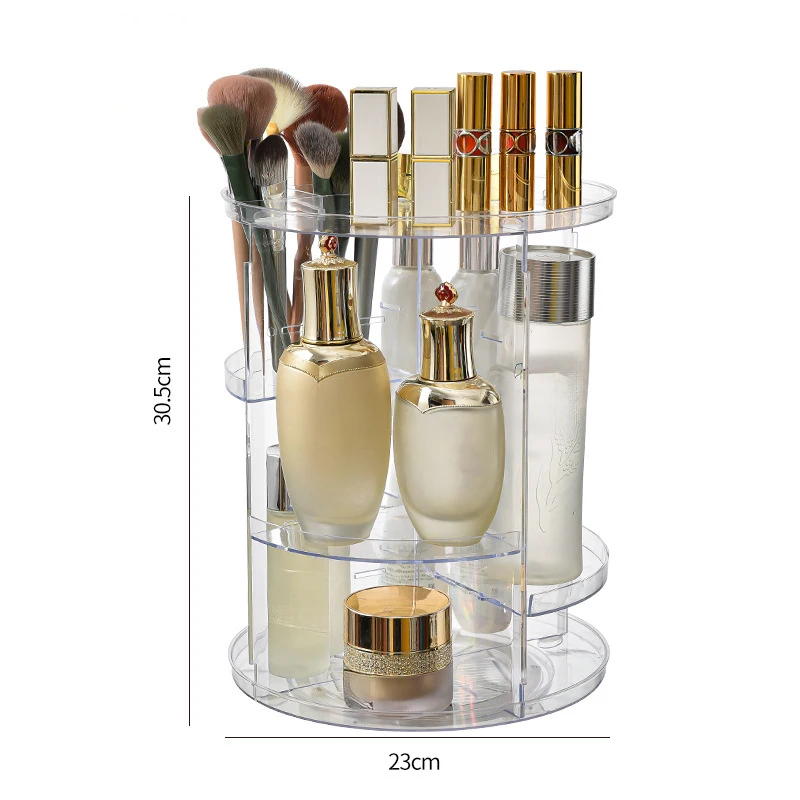 360 Rotating Makeup Organizer Fashion Spin Multi-Function Detachable Dressing Table Desktop Makeup Storage Rack Large Capacity 6