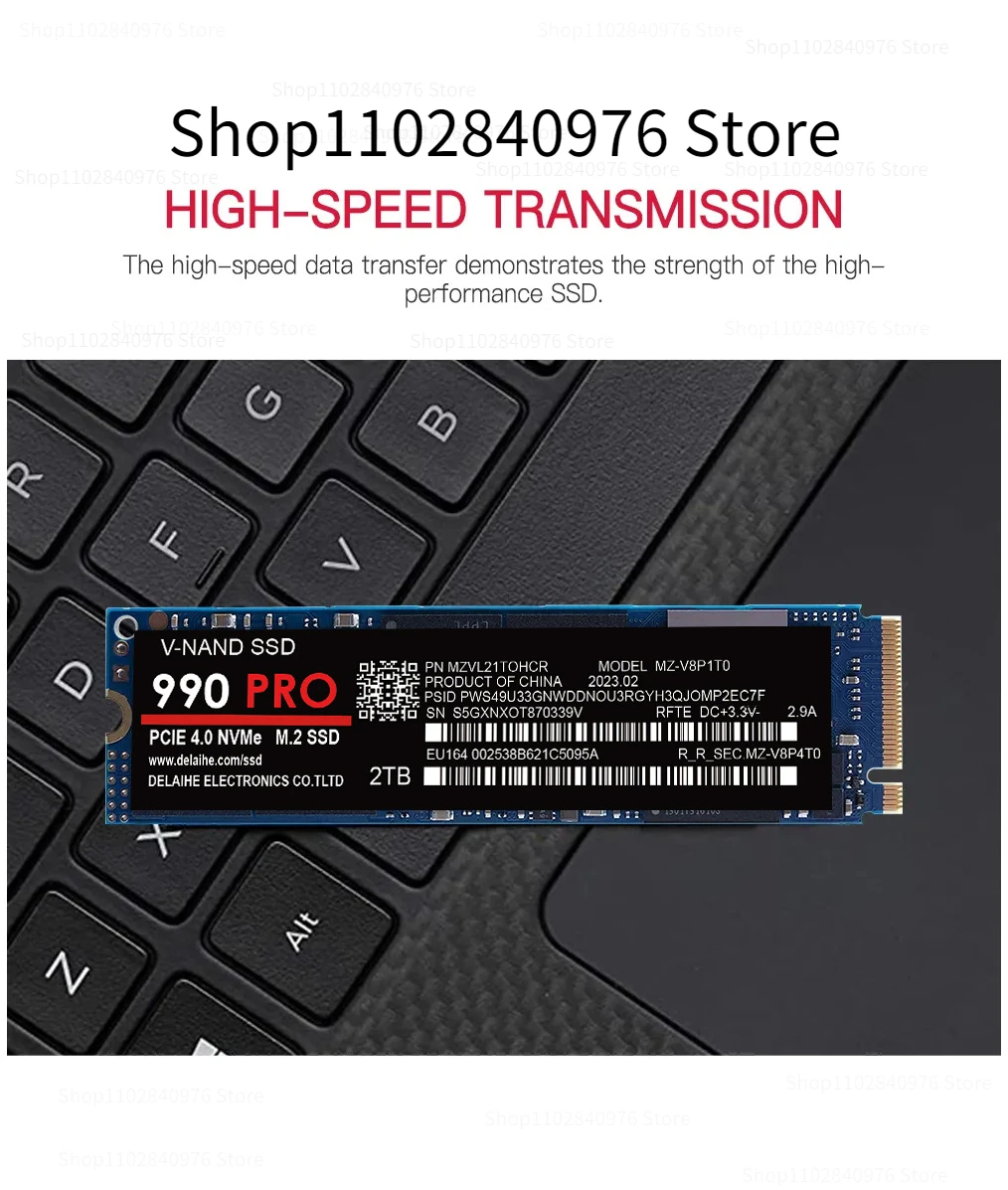 Newest Original SAM 990Pro 4TB SSD M.2 2280 PCIe 4.0 NVME Large Capacity Internal Solid State Disk for Laptop/PC/PlayStation 5