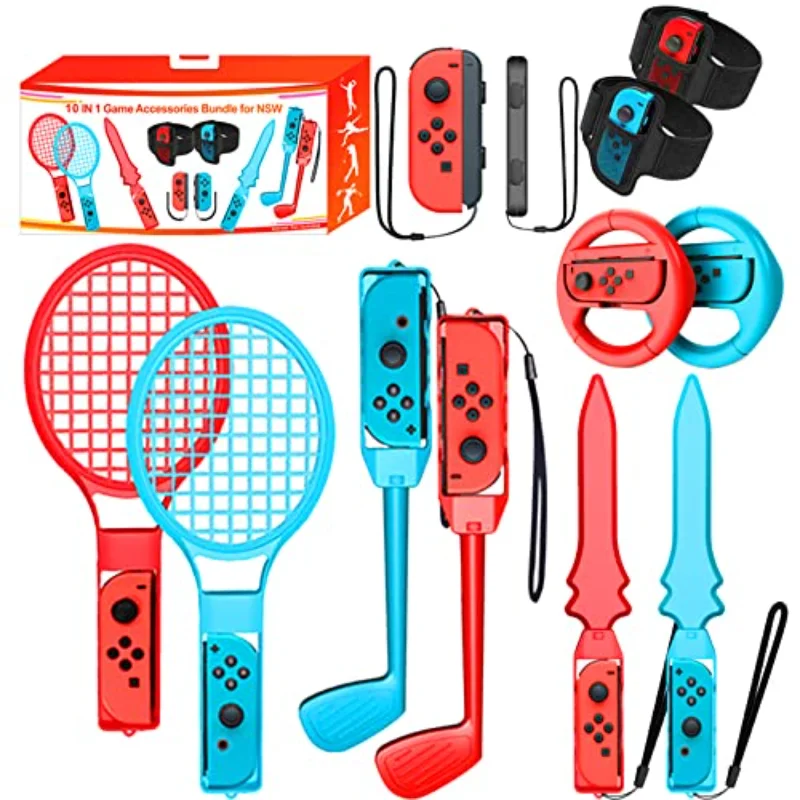 Nintend Schalter Sport Spiele: Tennis Schläger, Schwert Griffe, Golf Clubs, Leg Strap, racing Spiele Lenkrad, JoyPad Handgelenk Band