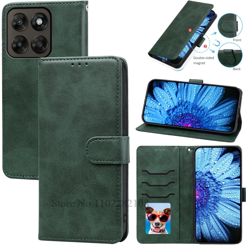 Leather Flip Wallet Case - Stylish Magnetic Book Cover