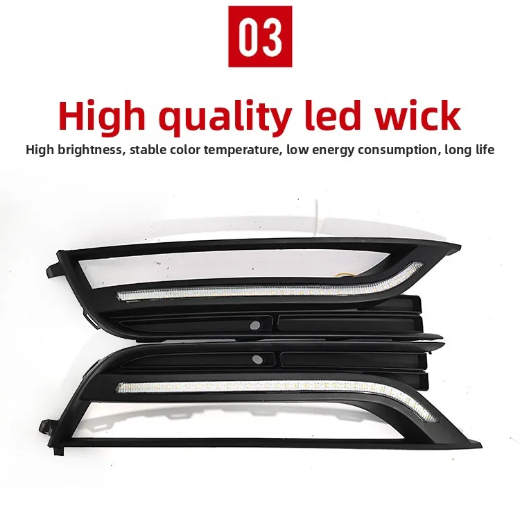 2Pcs Car Led Daytime Running Light Front Fog Lamp Yellow Dynamic Turn Signal For Volkswagen Passat 2011 2012 2013 2014 2015 detail image 6