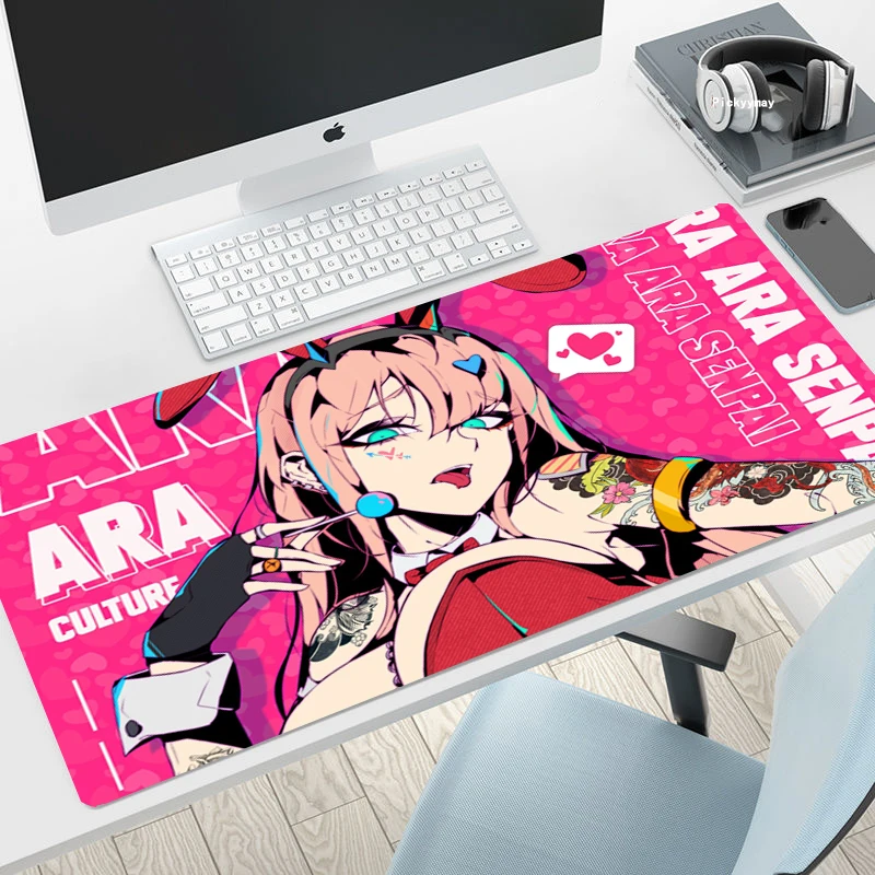 Tapis de souris Anime Sexy pour filles 02, grande taille, en caoutchouc naturel, pour jeu PC, bureau, bord de verrouillage pour ordinateur