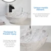 KEMAIDI Ceramic Vessel Sinks Oval Bathroom Sink Above Counter Vessel Sink with Faucet and Drain Combo 16 inch Marbling Vessel 4