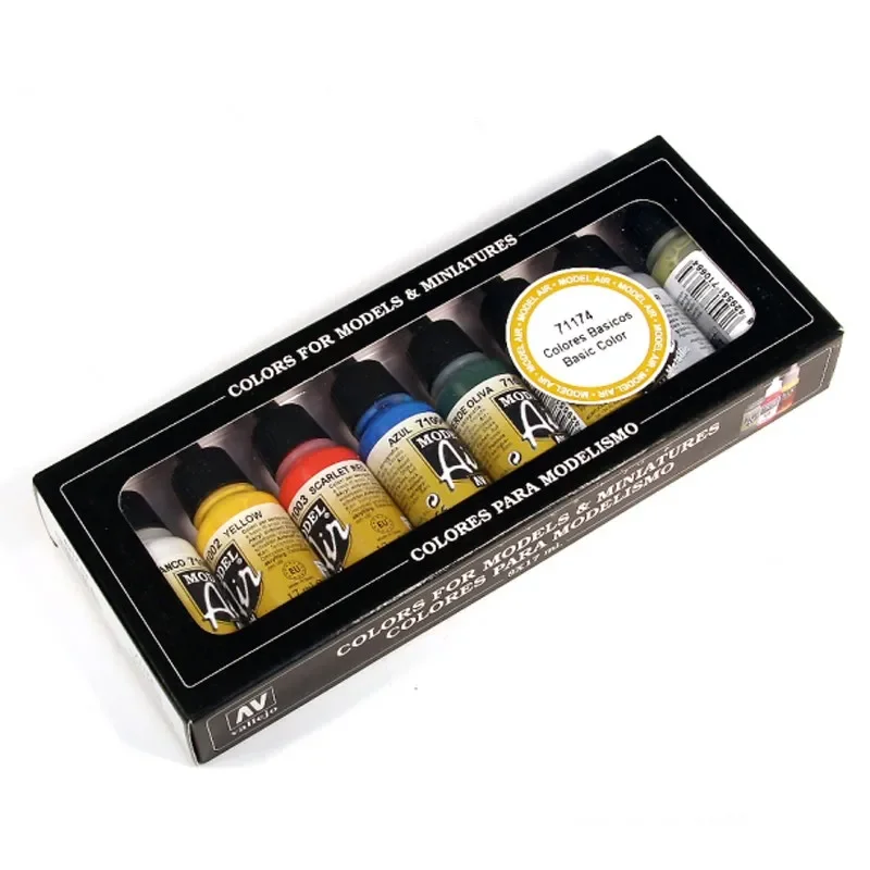 Vallejo Spray Basic Color Set 71174 Spanish AV Environmentally Friendly Water-based Paint 8 colors plain packaging