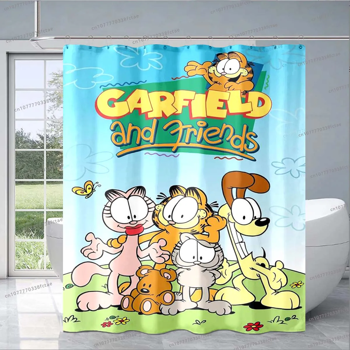 

Занавеска для душа G-Garfield с милым забавным котом, занавеска для душа с желтым узором, детское украшение для ванной комнаты, занавеска для душа, подарок для детей