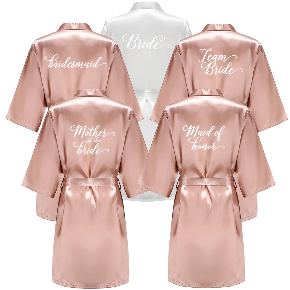 Robe de demoiselle d'honneur en Satin or Rose, peignoir de mariage pour femmes, vêtements de nuit, Kimono pour mère de demoiselle d'honneur