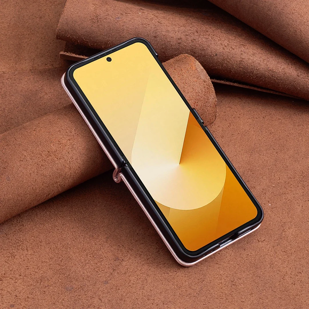 Custodia a tracolla di lusso in pelle con diamanti per Samsung Galaxy Z Flip 6 5 4 3 5G Flip6 Flip5 tracolla sottile e semplice pieghevole_voghion.com