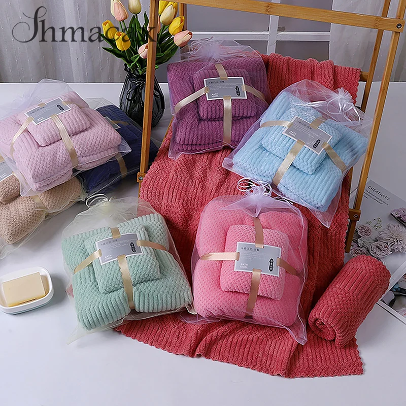 

Coral Fleece Absorbent Hair Swimming Face Hand Bath Towel Sets Soft Microfiber Towels Bathroom Towels Microfiber Towels Sets