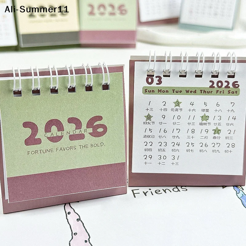 【A6L】【WG】2026 미니 심플 캘린더 소형 책상 캘린더 크리에이티브 코일 캘린더 플래너 데스크탑 장식 사무용품