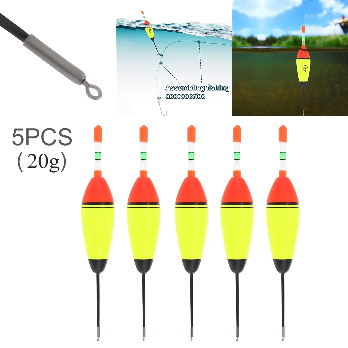 5Pcs 20G Lightweight Eva Foam Fishing Floats Bobber Sea Rock Fishing Long Cast Floating Eye-Catching Drift