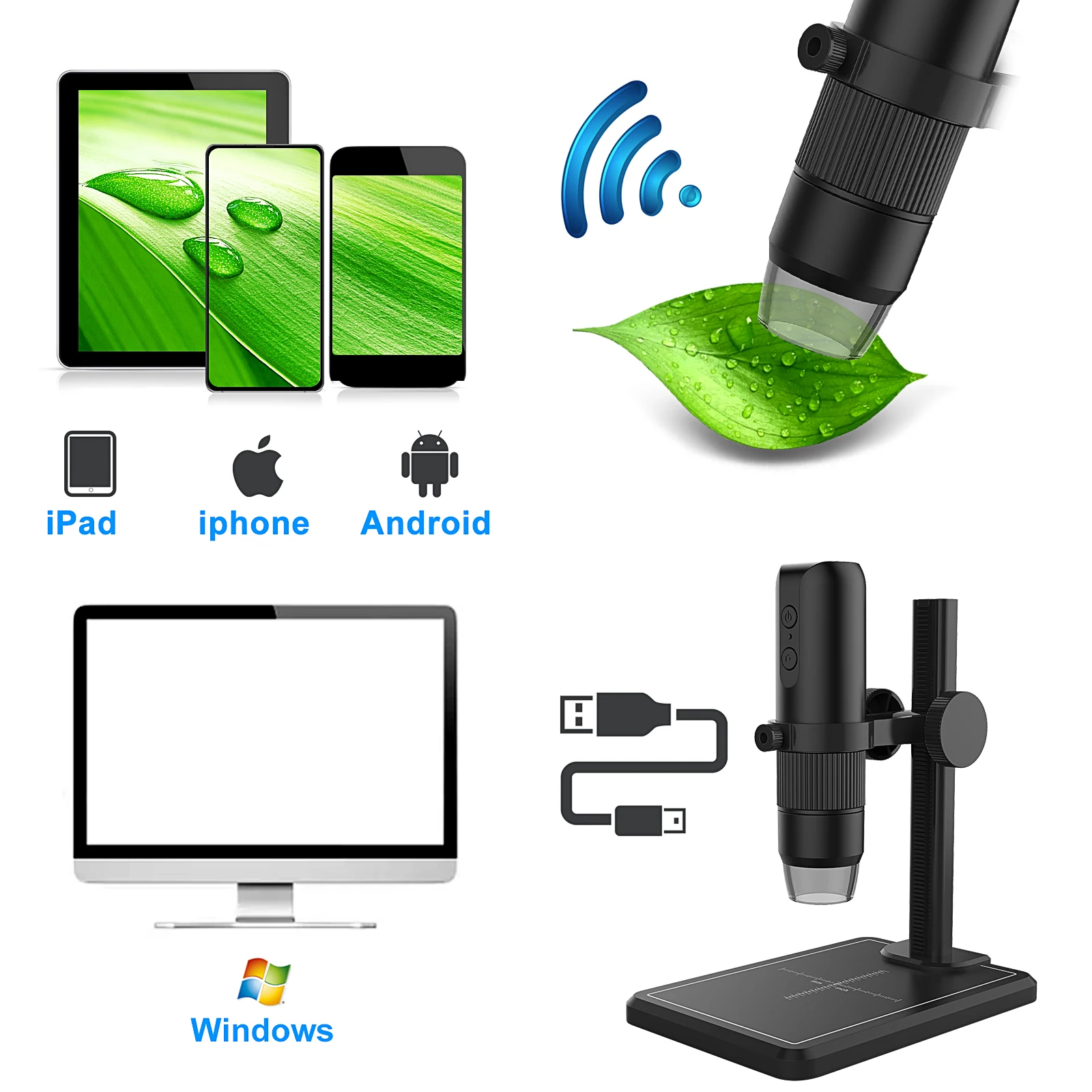 RIEVBCAU Digital Microscope Newest 1600X Professional USB With 8 LED Endoscope Camera Magnifier For Phone PC Coin Soldering Tool 4