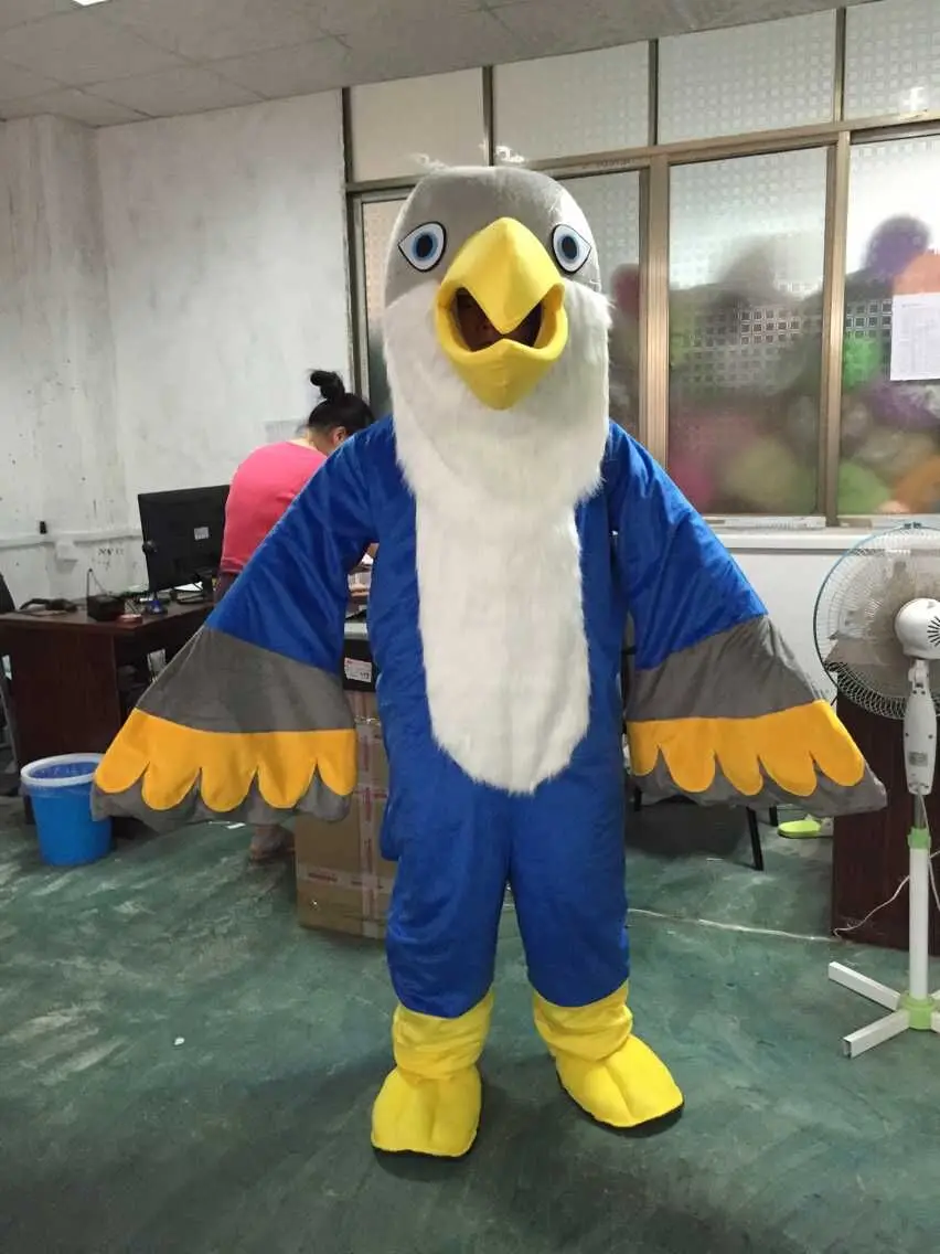 

Long Fur Blue & White Bird Fursuit Mascot Costume Furry Walking Clothes Anime Cosplay Dress Jumpsuit Halloween Xmas Parade Suits