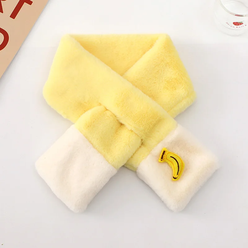 

Korean Plush Thickened Warm Cross Winter Children Faux Rabbit Fur Scarf Fluffy Splicing Fashion Soft Neck Brace False Collar B10