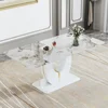 Dining Table 71" Marble Kitchen Table Modern Rectangular Dining Room Table with Marble Tables Top Wood Pedestal Base Ideal 3