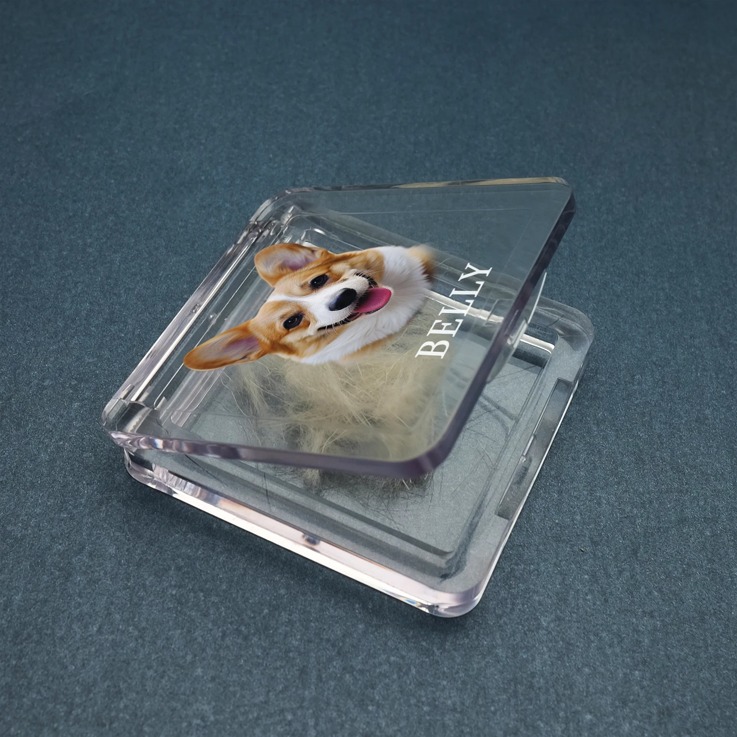 Personalized Pet Fur Keepsake Box with Photo - Unique Memorial Gift